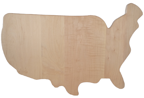 Novelty Wood Cutting Board US Map